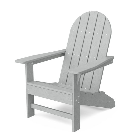 Wildridge Freedom Traditional Adirondack Chair, Light Gray - Outdoor Weather Resistant Poly Furniture for Patio, Porch, Deck, Pool, Garden, Backyard