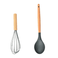 thumbnail image 1 of Los utensilios de cocina de la cocina fijaron, utensilios antiadherentes del silicón fijados con la manija de madera, sistema de la espátula de los utensilios, 1 of 5