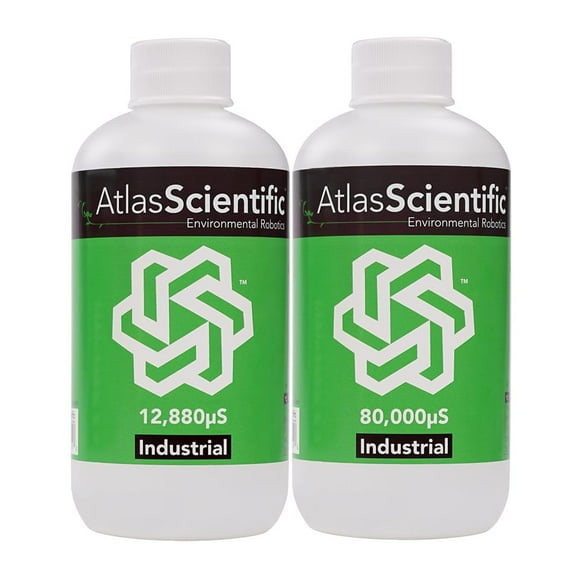 Atlas Scientific Industrial Conductivity Calibration K 1.0 Set - 12,880µS & 80,000µS - 250ml (8oz) Pack of 2