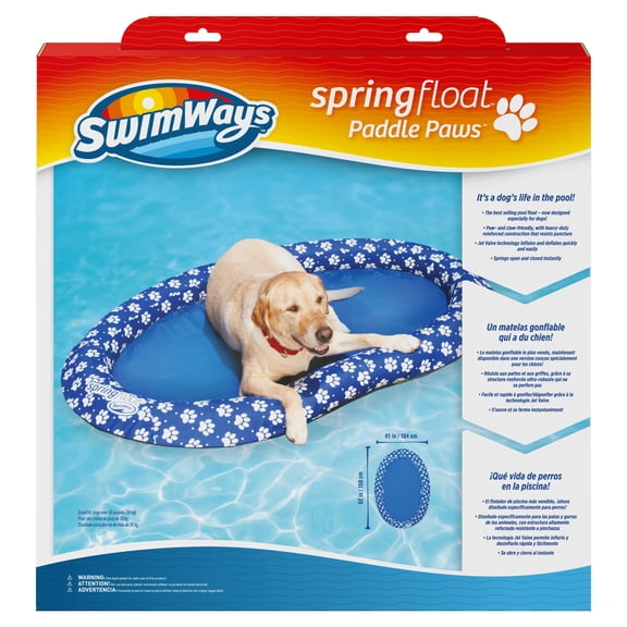 SwimWays Paddle Paws Spring Float Dog Raft, Large (65 lbs. and Up), Blue