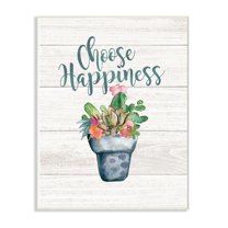 The Stupell Home Decor Collection Choose Happiness Cactus Wall Art