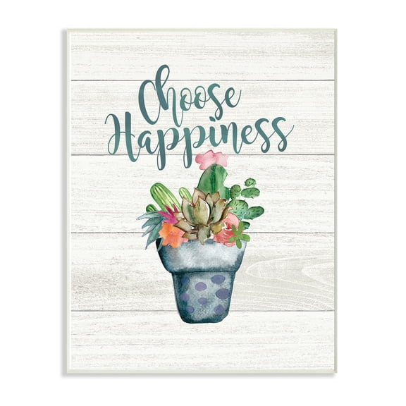 The Stupell Home Decor Collection Choose Happiness Cactus Wall Art