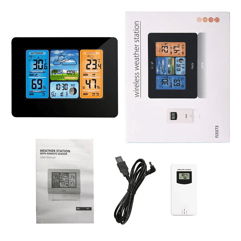 NefLaca Digital Weather Forecast Station, TSV Wireless Weather Station Digital Indoor/Outdoor Thermometer & Hygrometer,Calendar Weather Forecaster with LCD Display