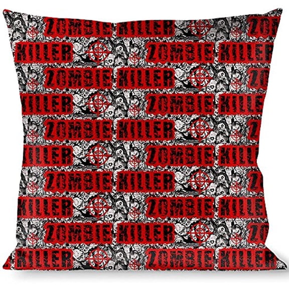 Buckle-Down Throw Pillow - ZOMBIE KILLER w Stacked Zombies Sketch
