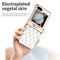 thumbnail image 2 of ELEHOLD for Samsung Galaxy Z Flip 5 Case with Ring Holder,Soft PU Leather Plating Case with Hinge Protection Shockproof Galaxy Z Flip 5 Back Cover for Women Girls,White, 2 of 6
