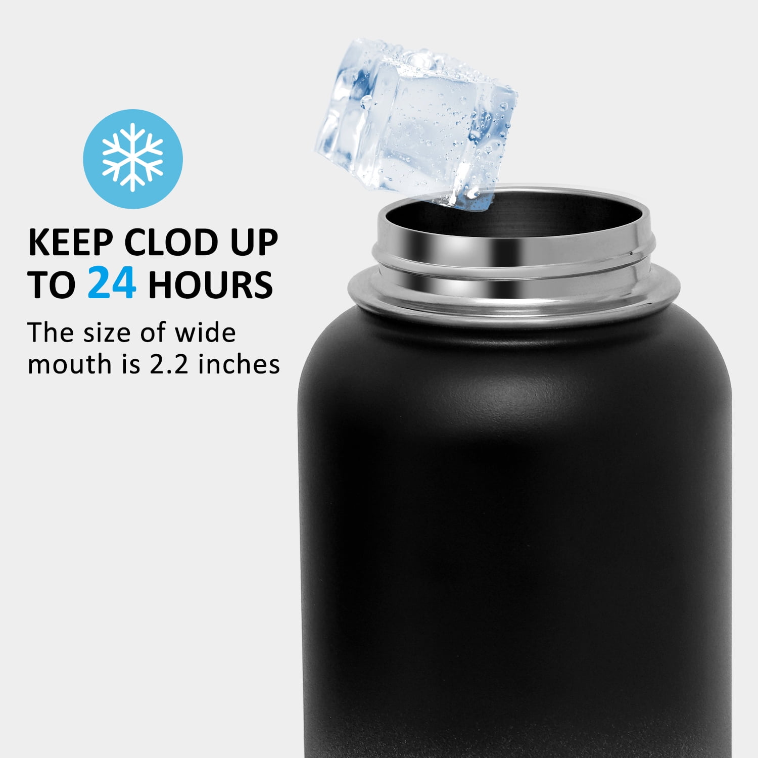 DUIERA Black Water Bottle 32 Ounces Stainless Steel Water Bottle Insulated  Vacuum BPA Free Water Bottle 