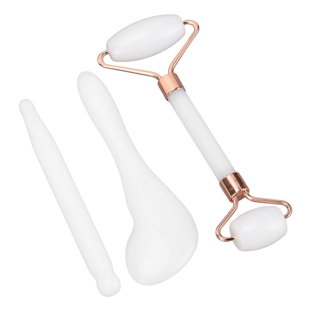 Juego De Rodillos De Piedra De Jade Y Gua Sha, Juego De Rodillos De Piedra De Jade, Rodillo Manual De Relajación Portátil De Mano, Rodillo De Doble Cabezal Para La Piel Facial