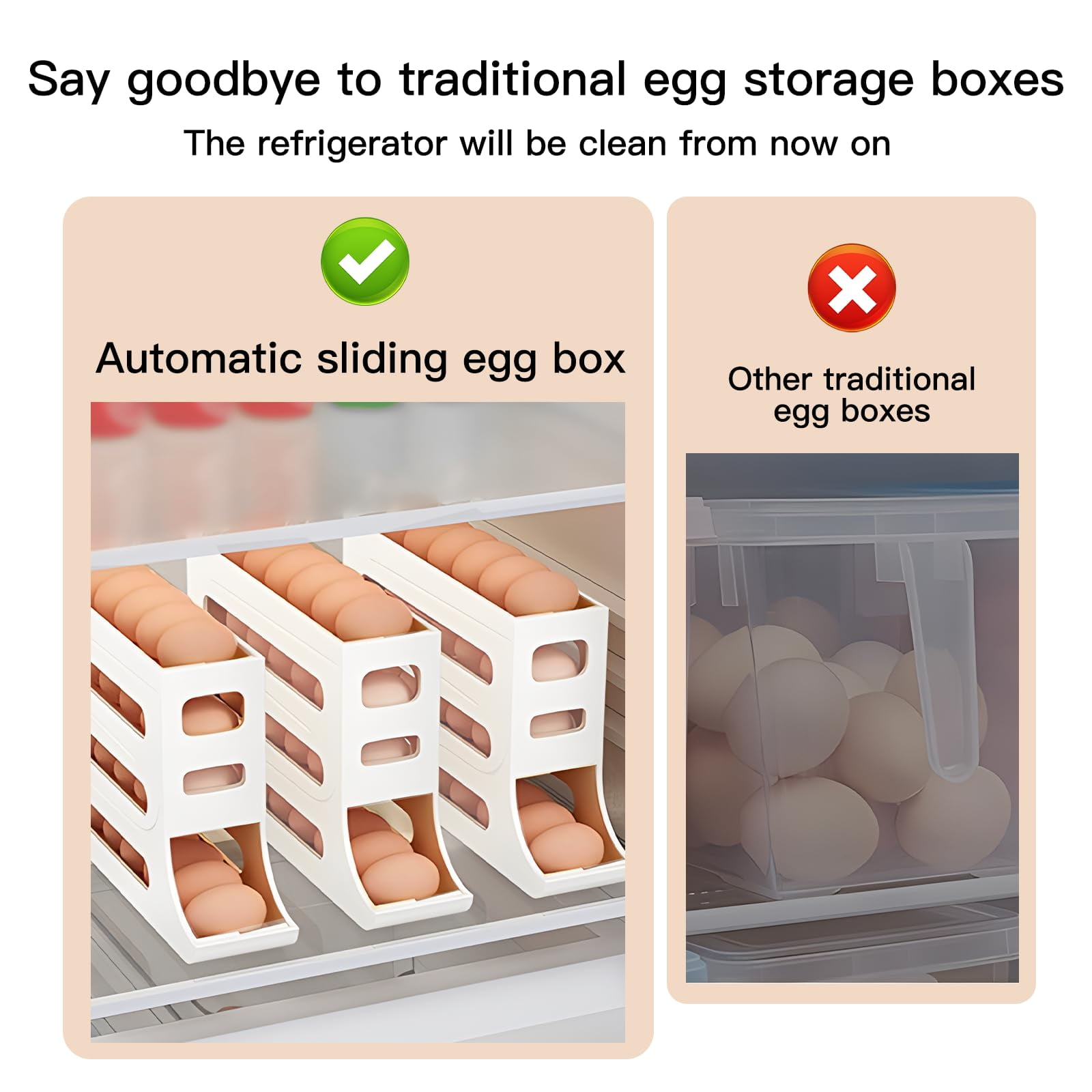 2 groupsEgg Dispenser Automatic Rolling Egg Tray Organizer, Space Saving Refrigerator Egg Roller, Holds 28 Eggs Simultaneously,for Refrigerator,Kitchen,Cabinets,and Dining Table (Grey)