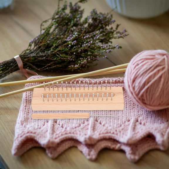 HEMOTON 1 Set Scarf Making Kit Knitting Loom Kit for Diy Knit Scarf in Light Brown Wood