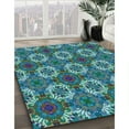 thumbnail image 3 of Ahgly Company Machine Washable Indoor Square Transitional Blue Jay Blue Area Rugs, 7' Square, 3 of 7