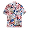 thumbnail image 2 of Funny Floral Tropical Patriotic Cat Hawaiian Shirt For Men Aloha Mens Hawaiian Shirts Short Sleeve Button Down Shirt Men, 2 of 7
