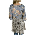 thumbnail image 3 of Floral Print Women Bohemian 3/4 Sleeve Tie-Up Cover Tops, 3 of 5