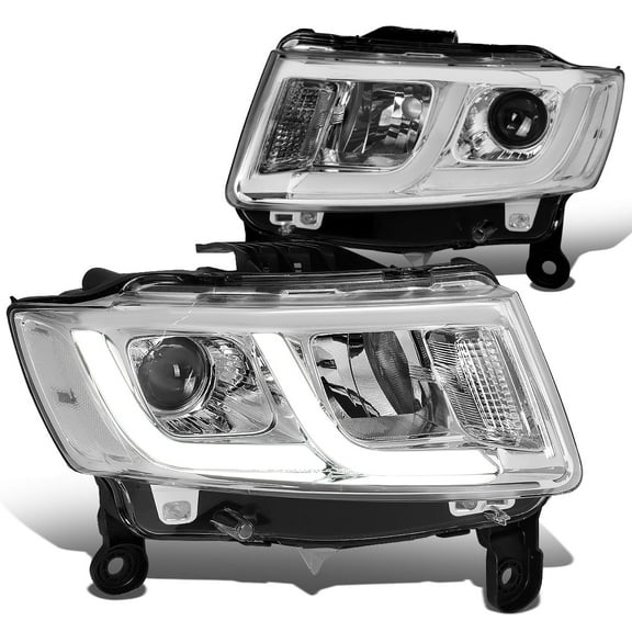 DNA Motoring  For 14-16 Jeep Grand Cherokee LED DRL Chrome Clear Projector Headlight Lamps Pair