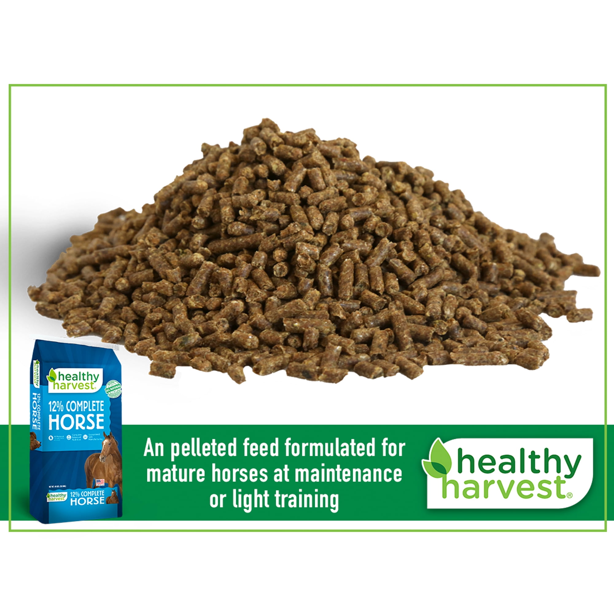Healthy Harvest All Natural 12% Complete Horse Feed Pellets for Mature Horses, 40 lb Bag