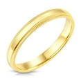 thumbnail image 2 of Ioka - 14k Solid Yellow Gold 3mm Comfort Fit Milgrain Traditional Wedding Band Ring - size 9.5, 2 of 5