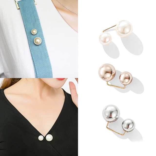 Flmtop 3 Pcs Élégant Femmes Faux Perle Sécurité Col Châle Chemise Pull Broche Pinces
