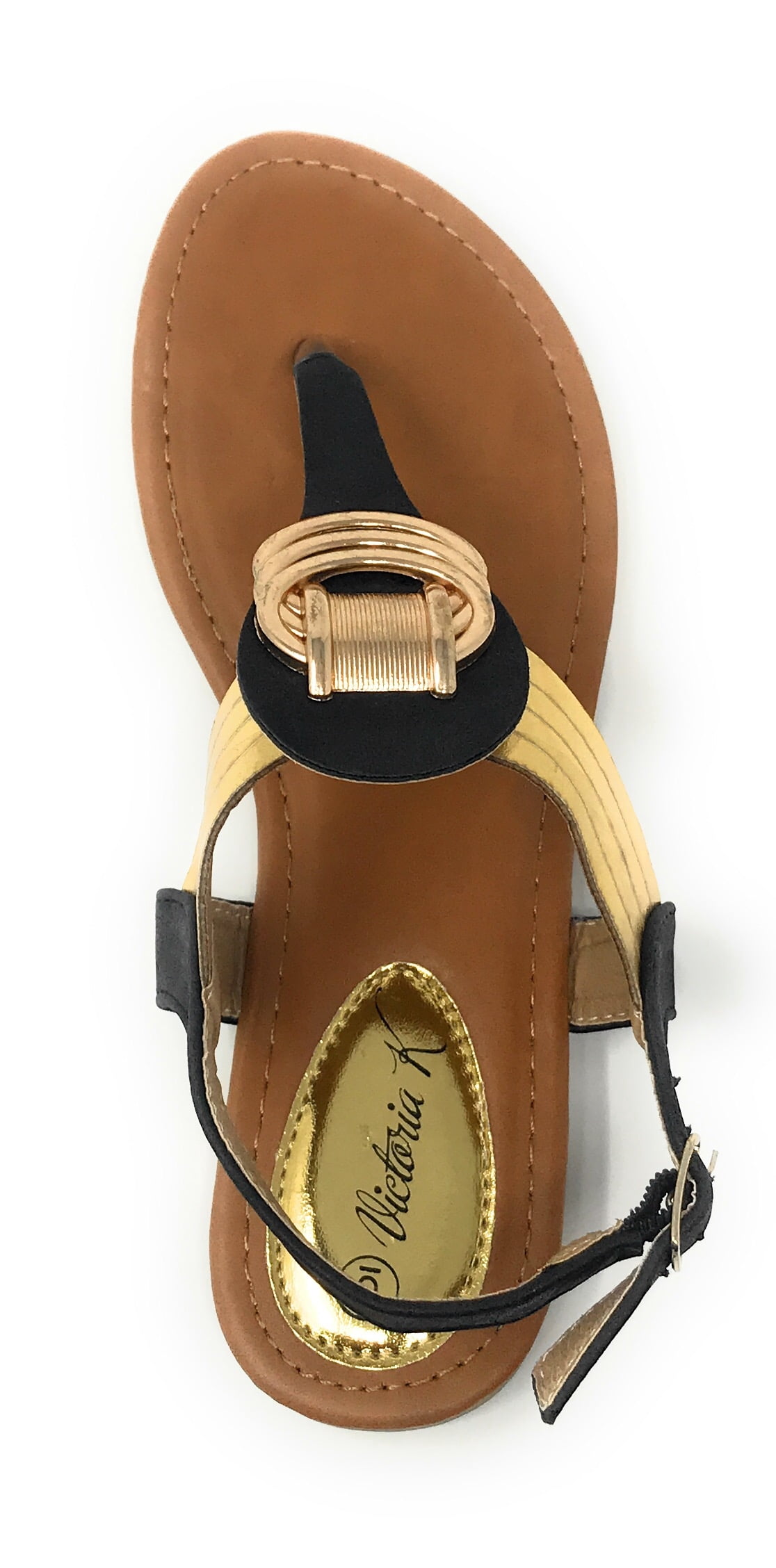 Victoria K Women's Gold Rings Metallic Sandals