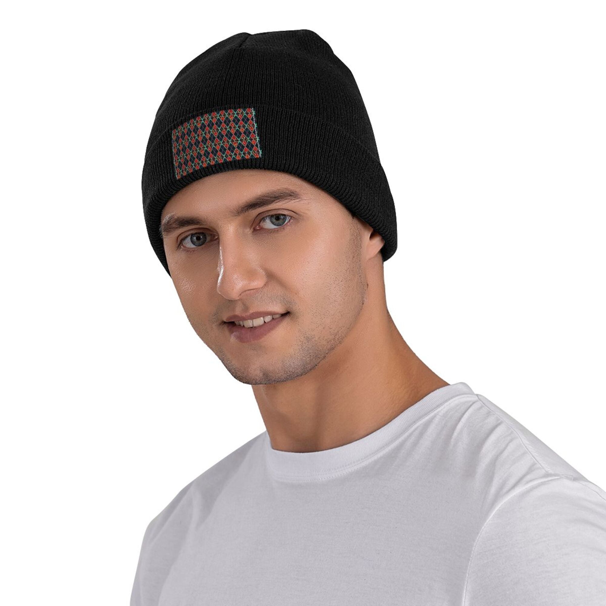 帽子 Volume Knit Beanie ZICANCN Geometric Diamond Graphic Knit Beanie Hat, Winter