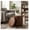 Brown Leather With Tray Lid, variant on Rolling Storage Ottoman, Tufted Linen Footstool - 17.3 Inch Light Gray