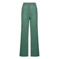thumbnail image 2 of REALiKUN Women's Stretchy High Waisted Wide Leg Button-Down Pants Sailor Bell Flare Pants Green 3XL, 2 of 7