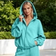 thumbnail image 2 of ZHOGXU Soft Womens Zip Up Hoodie Sweatshirt Solid Color Long Sleeve Tops Relaxed Fit Ribbed Cuffs With Pocket Workout Activities, 2 of 6