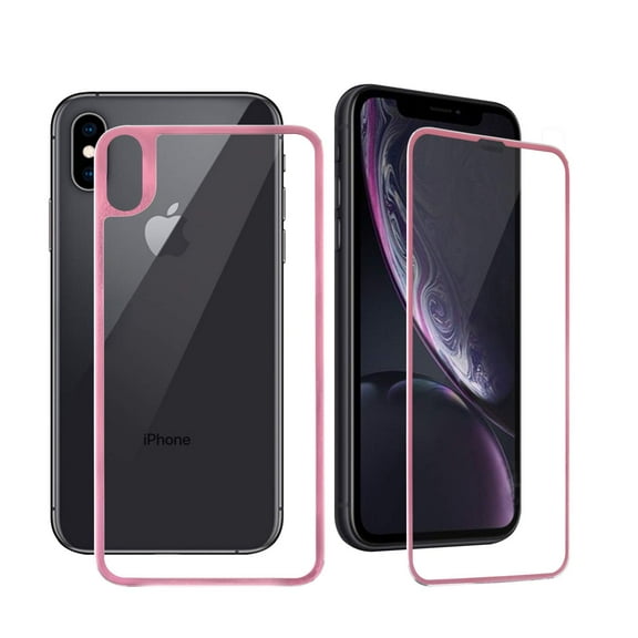 [2-Pack] Apple iPhone X /XS Front and Back Glass Screen Protectors, HD Clear, Compatible Apple iPhone X/XS 5.8 inch 2019 Release(Pink)