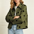 thumbnail image 6 of IUYRTFE Women's Polka Dot Zip Up Jacket with Lapel Collar and Pockets Casual Lightweight Cropped Outerwear, 6 of 8
