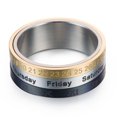 thumbnail image 3 of Stainless Steel Rotating Ring Roman men ring Numerals Three Colors Year Month Day Calendar Men Jewelry, 3 of 7