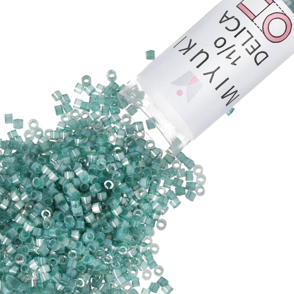 Miyuki Delica Seed Beads – Size 11/0 (1.6 mm), DB1870, Silk Inside Dyed Emerald AB, 7.2 g, Approx. 1440 Beads