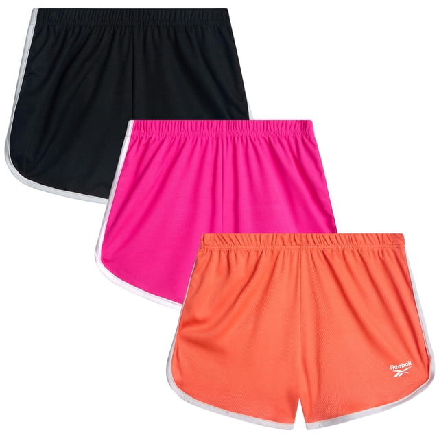 Shorts deportivos Reebok para niña, 3 unidades, malla ligera, talla 10