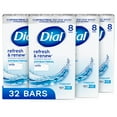 thumbnail image 1 of Dial Antibacterial Bar Soap, Refresh &amp; Renew, White, 4 oz, 32 Bars, 1 of 9