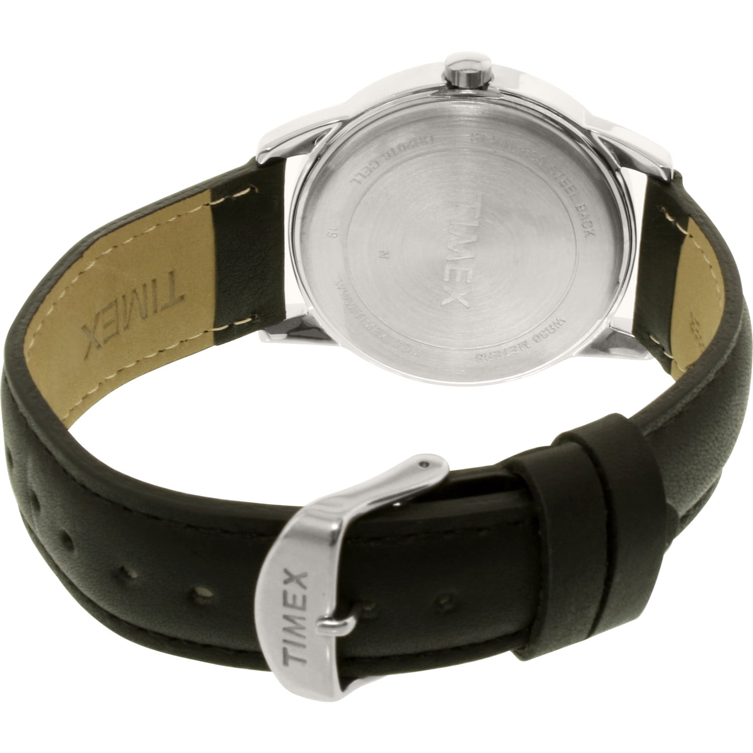 TImex Men's Easy Reader Date 38mm Black/Silver Leather Strap Watch