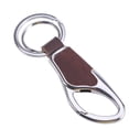 thumbnail image 1 of Men's Leather Key Ring Chain Metal Keychain for Home (Silver and Brown Leather), 1 of 7