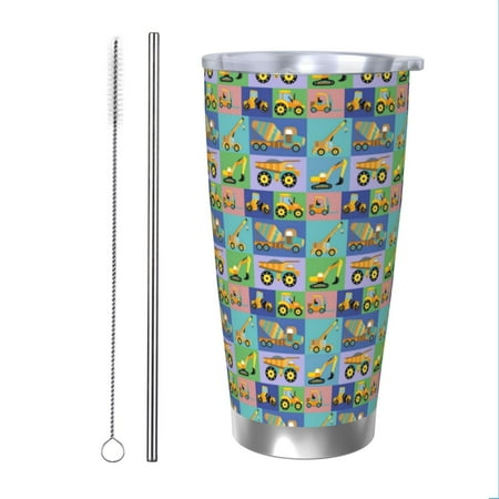 

Goofa Construction Machinery for 20 oz Skinny Tumbler Stainless Steel Coffee Mug Slim Vacuum Insulated Travel Cup Car Cup-Straw Two-piece Set