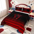 thumbnail image 2 of meiyoeat Red Gradient Initial F King Size Comforter Sets,Dark Letter Ombre Print Comforters King Size,Black Reversible,3 Pieces,1 Comforter And 2 Pillowcases, 2 of 7