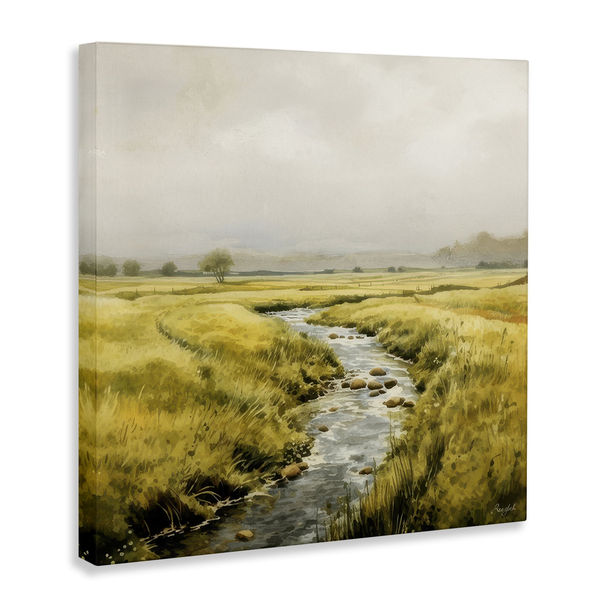 Stupell Industries Calming Horizon River Landscape & Nature Painting Wrapped Canvas Art Print Wall Art, 30 x 30