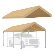SONGMY 10'x20' Carport Canopy Replacement Top - Tent Garage Shelter Cover with Ball Bungees, Beige Replacement Tarp Only
