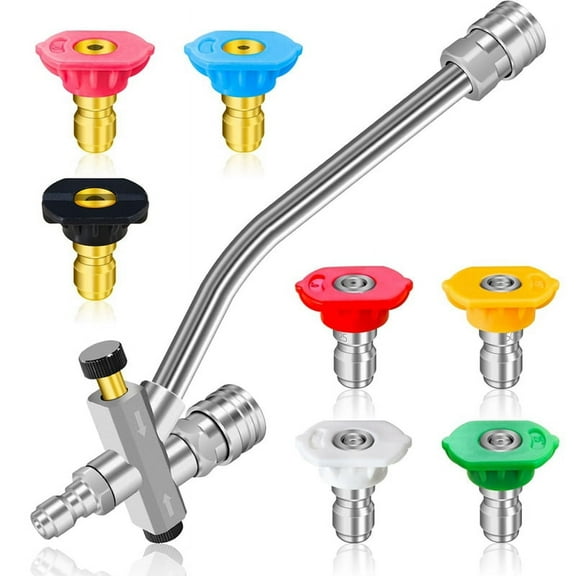 Pressure Washer Dual-Connector Tool with 7 Pressure Washer Nozzle Tips, 1/4 Quick Connect Switch Doubl