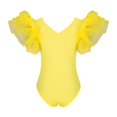 thumbnail image 3 of Lilgiuy Women Trendy Charming Casual Solid Color Ruffle Short Sleeve V-Neck Backless Slimming Bodysuit for Everyday Wear, 3 of 4