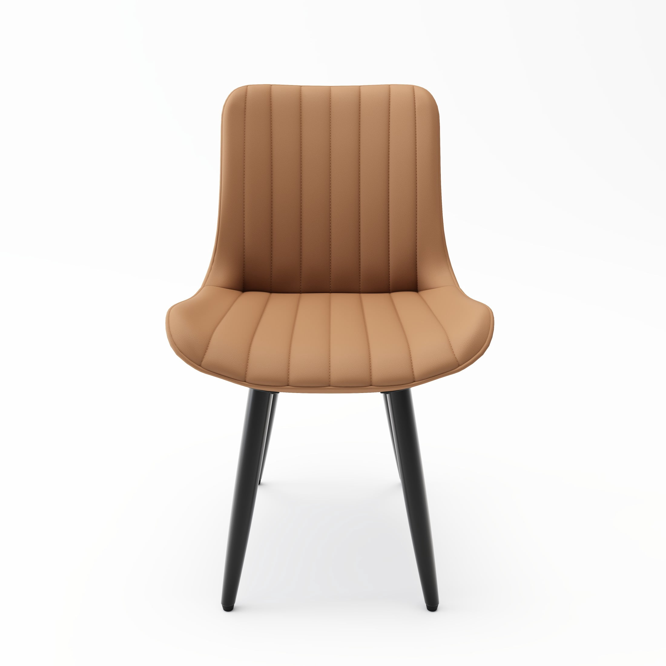 Noble House Modern PU Leather Dining Chairs with Metal Legs, Armless Side Chairs for Kitchen, Brown, Set of 4