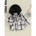 thumbnail image 3 of Bslissey Toddler Baby Boys Girls Woolen Plaid Hooded Coat Long Sleeve Button Casual Hoodies Jacket Kids Fall Winter Loose Outerwear with Pockets 6M 12M 18M 24M 3T 4T, 3 of 9