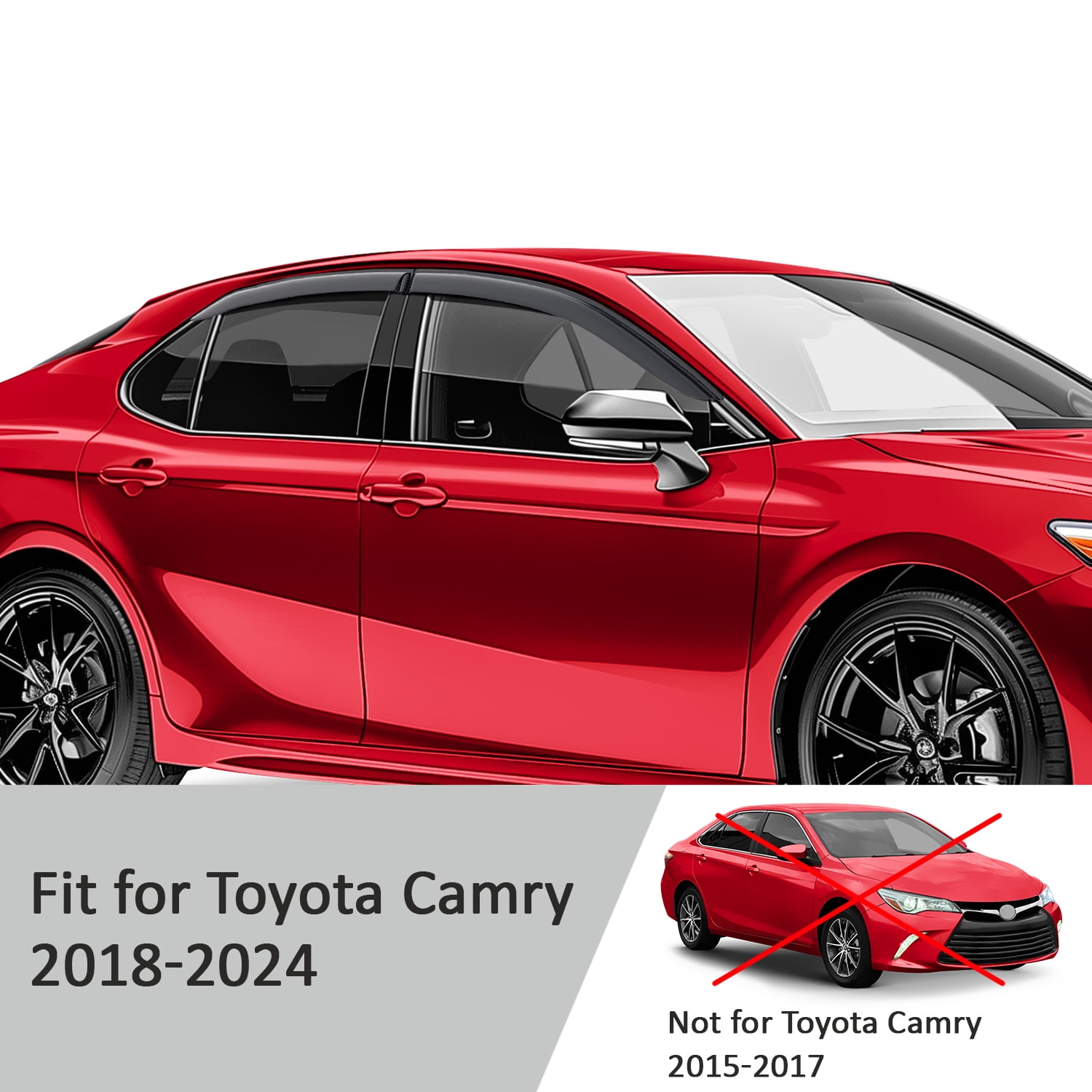 Voron Glass Tape-on Extra Durable Rain Guards for Toyota Camry 2018-2024, Window Deflectors, Vent Window Visors, 4 Pieces - 120138