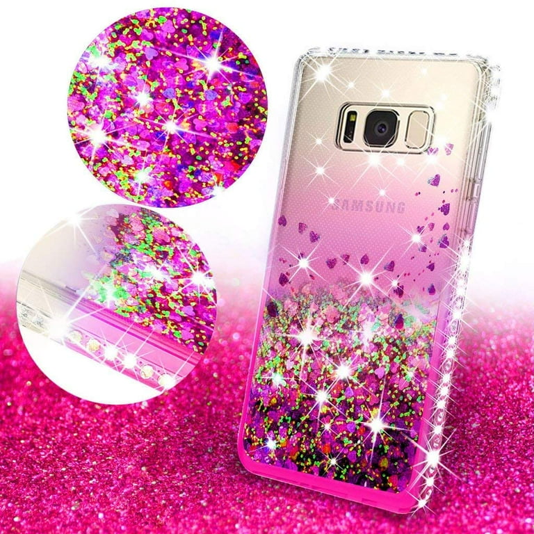 Compatible for Samsung Galaxy S7 Case, with [Temper Glass Screen Protector]  SOGA Diamond Glitter Liquid Quicksand Cover Cute Girl Women Phone Case  [Clear/Pink] - Walmart.com
