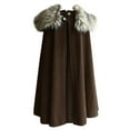 thumbnail image 2 of Kiplyki New Arrivals Tops for Men Fashion Solid Steampunk Cape Woolen Plush Collar Coat Cloak, 2 of 3