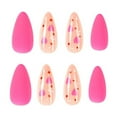 thumbnail image 2 of Valentine's Rose Hearts Press on Nails,Medium/Long Almond Fake Nails Pink Acrylic Glossy Glue on Nails,Reusable Winter Simple False Nails for Women Girls Holiday Daily Appointment Wear 24pcs, 2 of 5