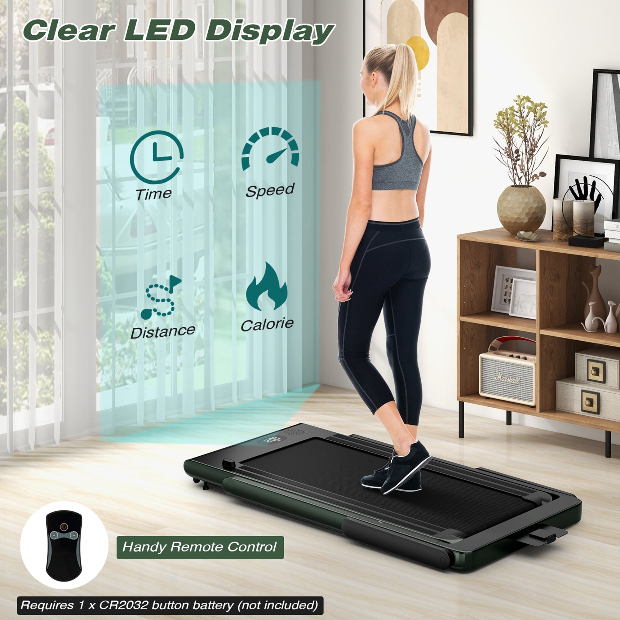 Gymax Motorized Treadmill Folding Under Desk Electric Treadmill w/ APP Green