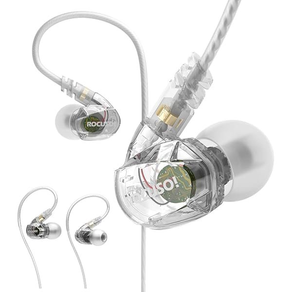wonima11 Noise-Isolating Musician's in Ear Monitor, Wired Over Ear Stereo Bass Headphones with Microphone, Waterproof Sport Earbuds for Running, Jogging, Gym, Clear