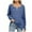Blue, variant on HAPIMO Women's Fashion Solid Color Tops Casual Cotton Linen Keyhole Neck Pullovers Loose Pleated Shirts Vacation Workout Long Sleeve Tees Outfits Black L