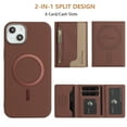 thumbnail image 5 of Allytechgroup 2-in-1 Magnetic Wallet Case for Apple iPhone 14 Plus, Detachable Card Holder with Zipper Pocket RFID Blocking Kickstand PU Leather Protective Flip Cover with 6 Slots, Brown, 5 of 6