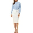 thumbnail image 2 of Unique Bargains Women's Peter Pan Collar Long Sleeve Work Office Shirt S Light Blue, 2 of 6